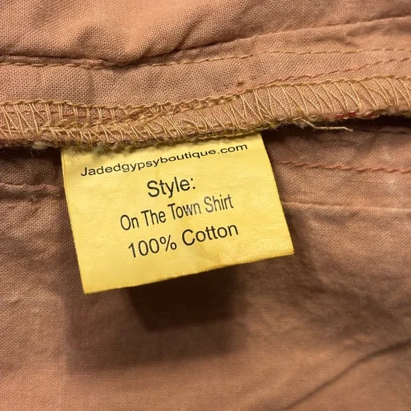 Jaded Gypsy Striped Button-Up Shirt with Colorful Patches/Boho-Urban Style,L/XL